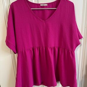 Women's Pink V-Neck Top